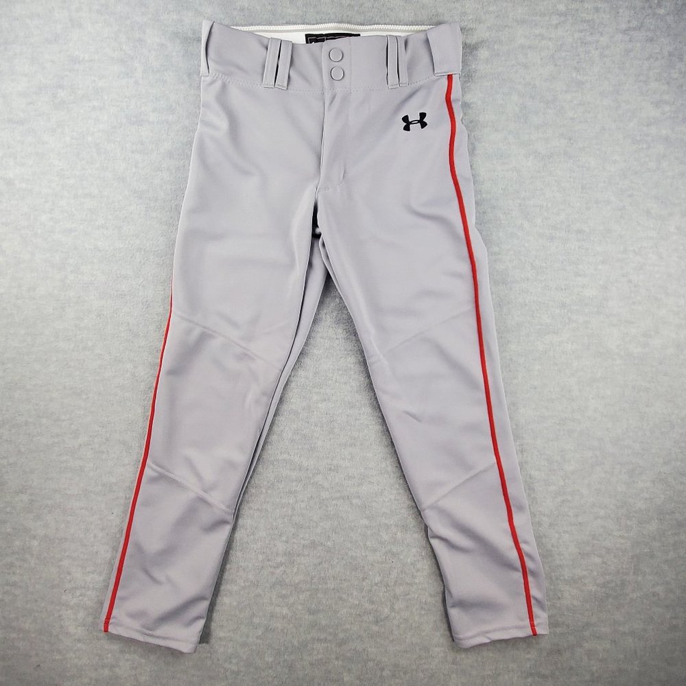 Under Armour Youth Baseball Pants Medium Boys Gray Red Stripe